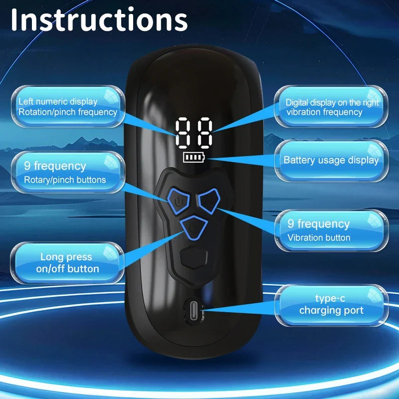 XG10: Male Glans Trainer with 9 Biting Rotation & Vibration Modes