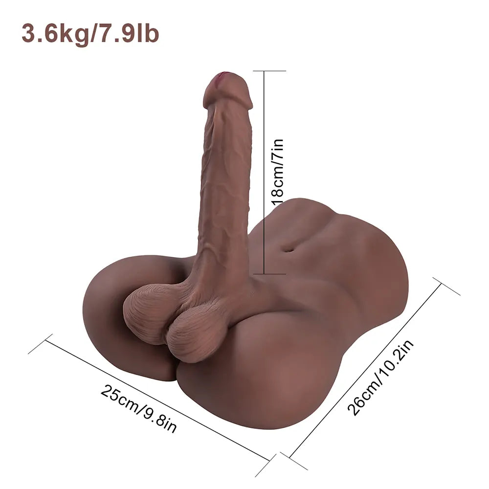 Jesse: Bruine Mannelijke Torso (3,6 kg) met 18 cm Grote Realistische Functie