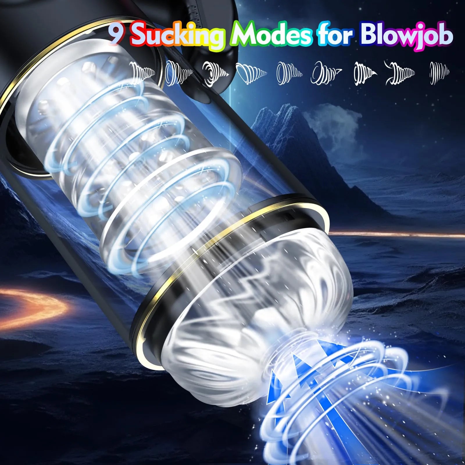 XR1 Male Masturbator 9 Thrusting Rotating Sucking Handle Control