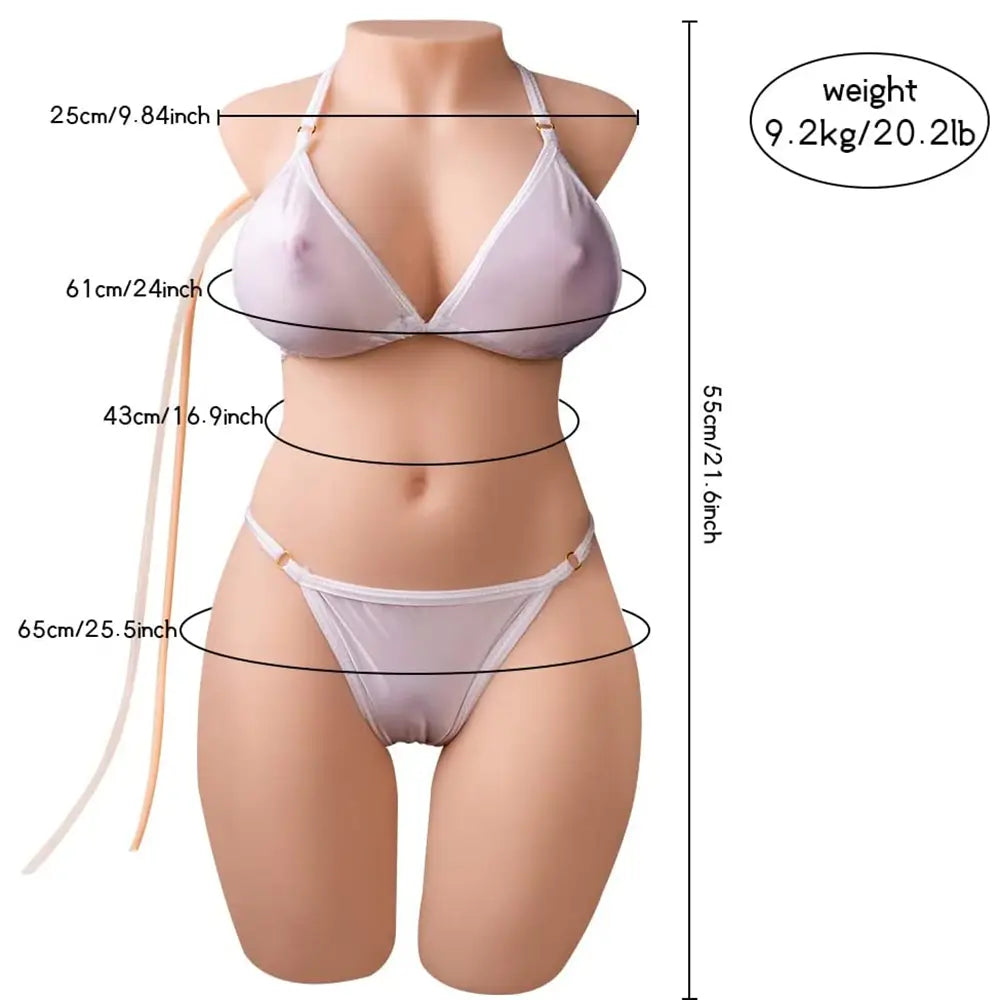 Alethea: 9,2 kg vibrerende & zuigende realistische vrouwelijke torso