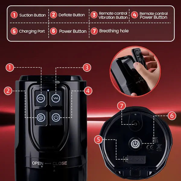 XV5 Masturbator 5 Suction Vibration Wireless Remote Control