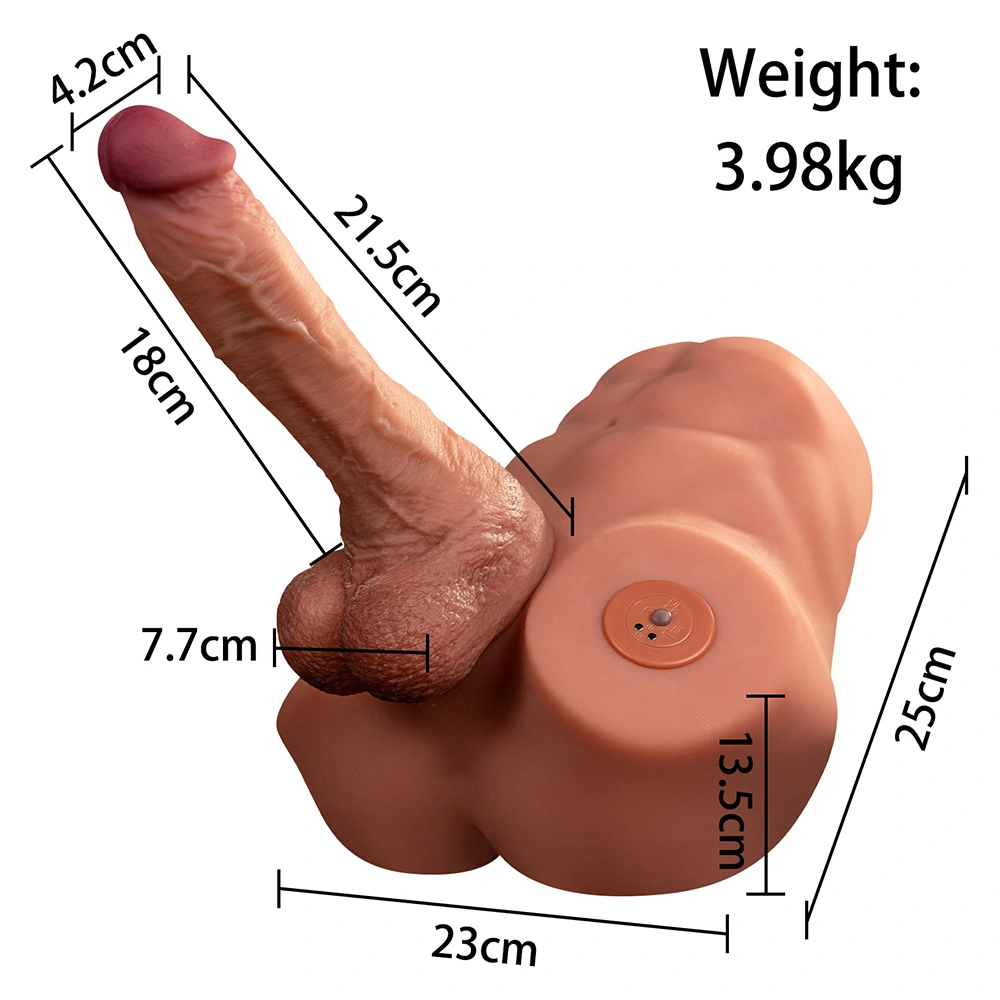 Chris: Mannelijke Torso (3,9 kg) met Verwisselbare Stotende en Vibrerende Siliconen Functie