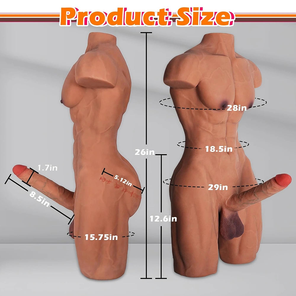 Tony: Grote en Stevige Mannelijke Torso (15,9 kg) met 22 cm Realistische Functie