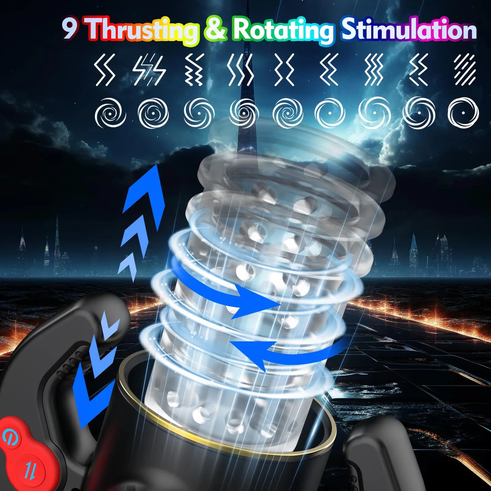 XR1 Male Masturbator 9 Thrusting Rotating Sucking Handle Control