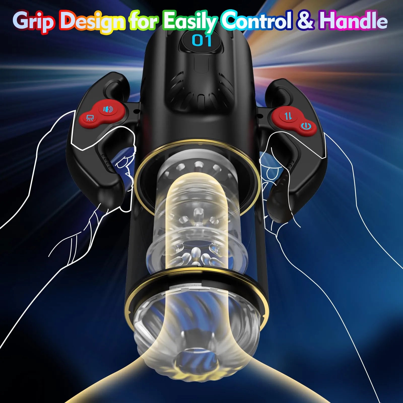 XR1 Male Masturbator 9 Thrusting Rotating Sucking Handle Control