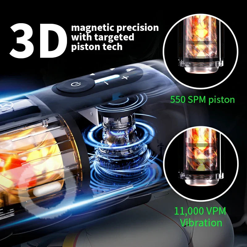 XT8 Pro Luxury Vibrating Stroker 10 Thrusting 6 Gears Speed 360° Heating