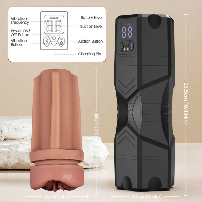XV10 Realistic Masturbator 5 Suction 9 Vibration Intensely Textured Canal Waterproof