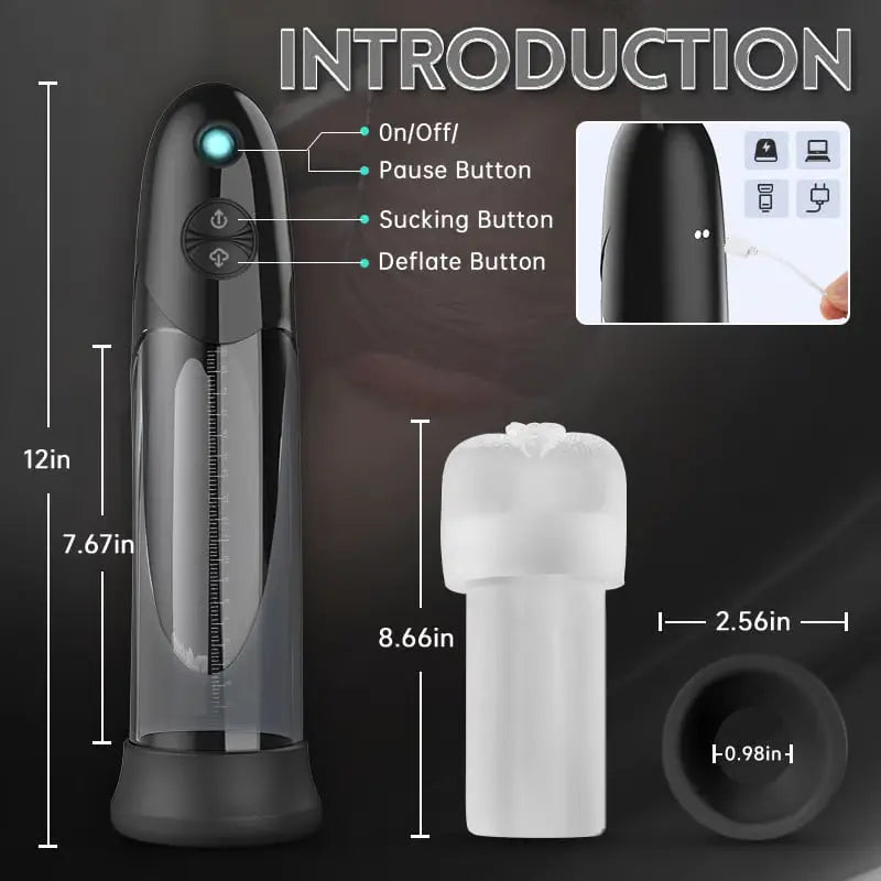 Bathfun Hydro Penis Pump 3 Modes Waterproof Vacuum Trainer