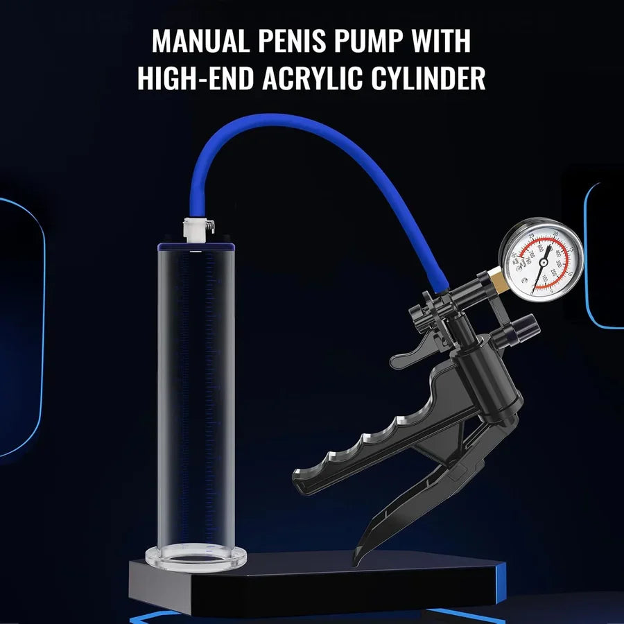 OptiMax Pistol-Grip Manual Penis Pump with Quick-Disconnect Valve