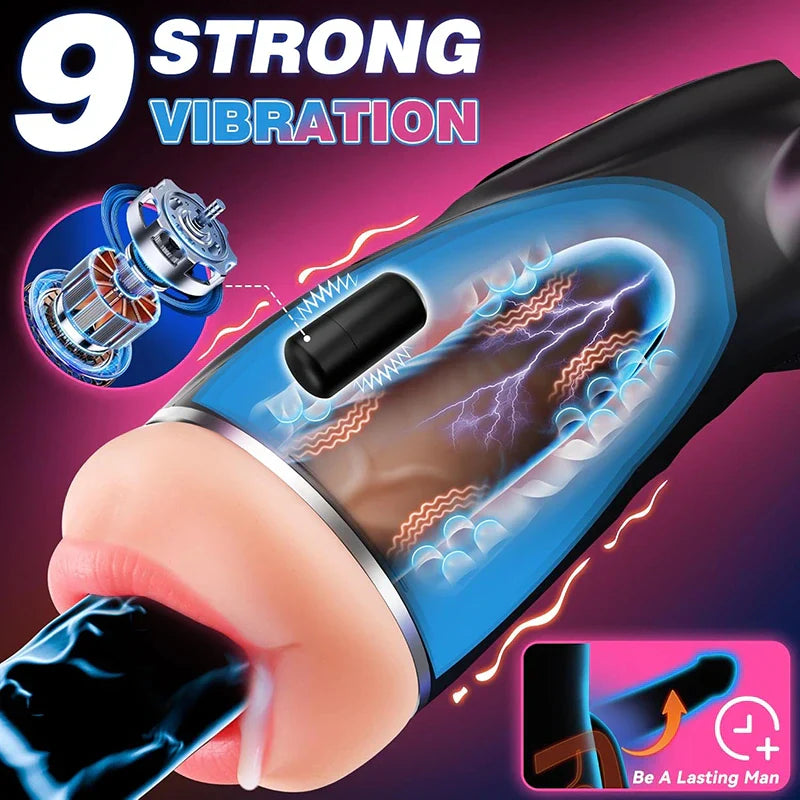 PO11: Mannen masturbeerder met 9 zuig- & 9 vibratiefuncties, app-besturing, 3 hulzen